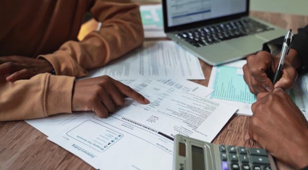 review of documents on a desk