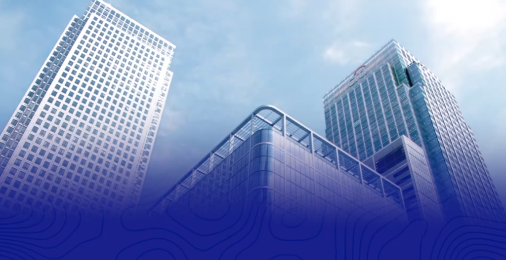 closeup of buildings with blue gradient